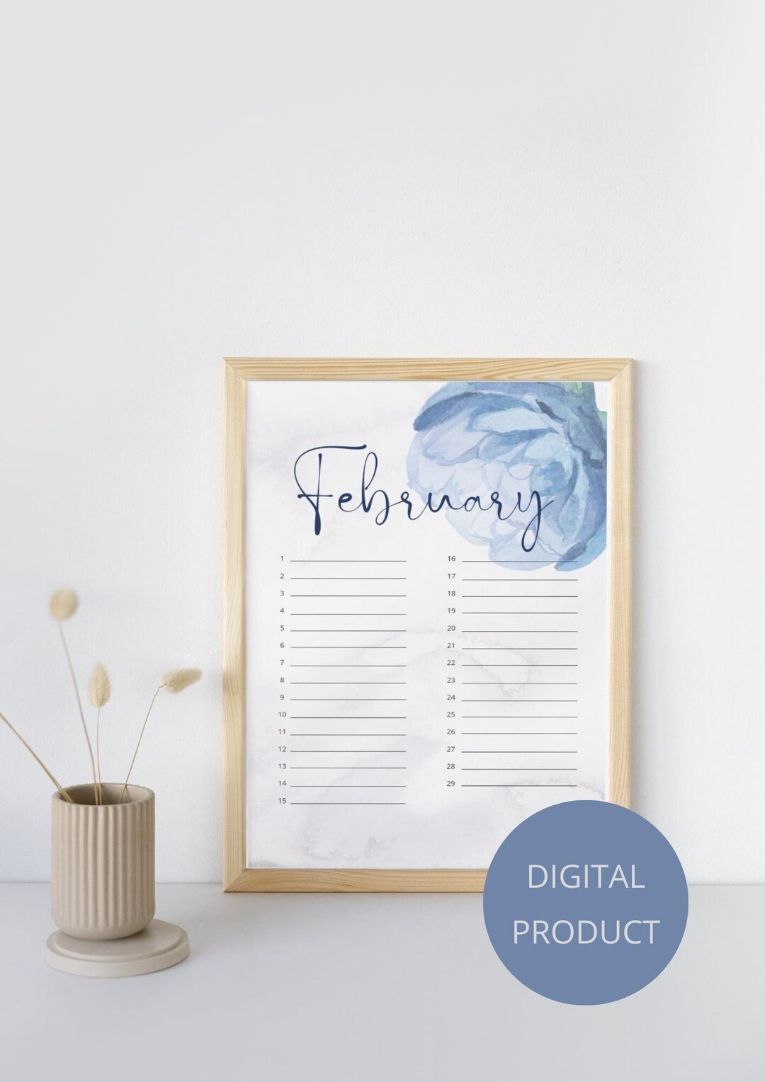 Watercolor Floral Birthday Calendar, Printable Calendar - Etsy