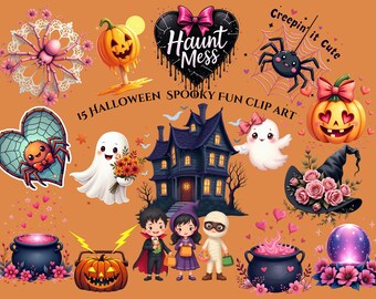Halloween Clipart Bundle: 15 PNG Spooky Designs (Digital Download)