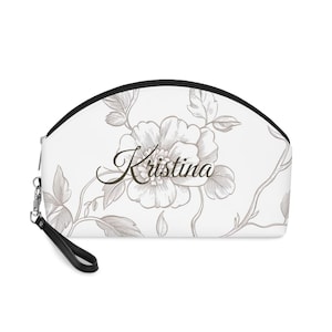 Personalized Floral Makeup Bag, Bridesmaid Gift, Bridal Shower Favor, Mother&#39;s Day Gift, Travel Cosmetic Pouch