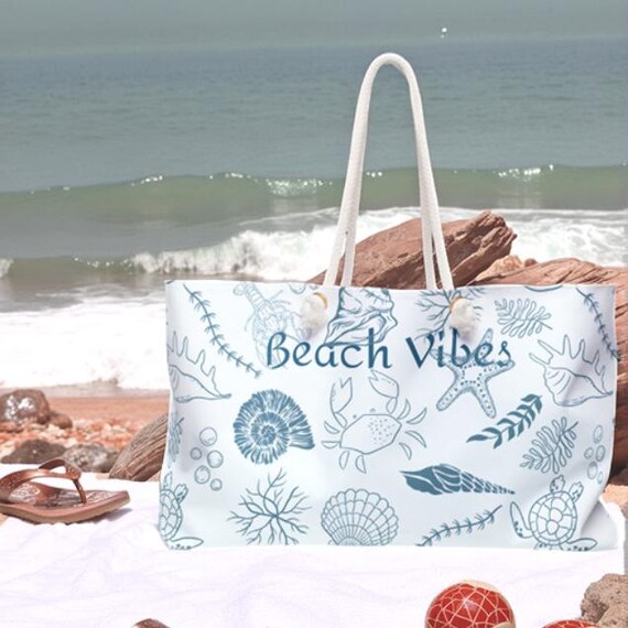 Bolso de fin de semana extragrande: bolso playero costero con asas