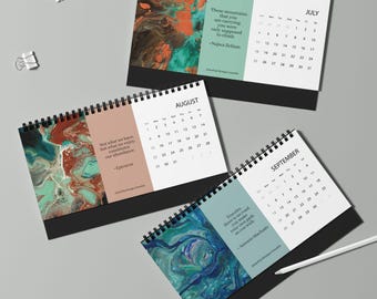 Abstract Fluid Art Quote Desktop Calendar 2027 | Desk Calendar