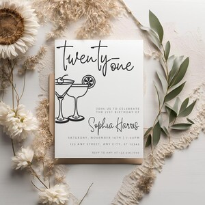 Modern 21st Birthday Invitation: Minimalist Canva Template (Digital)
