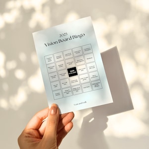 Vision Board Bingo Template Printable 2025 New Year Resolution Tracker Goal Setting Tool Manifestation Motivation Bingo Party Activity Canva