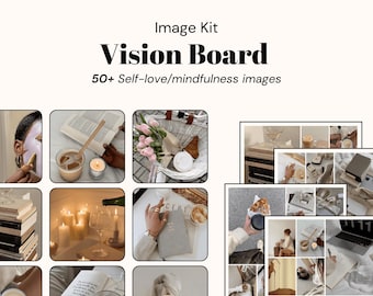 Vision Board Images 2026 Self-Love Mindfulness Images Aesthetic Goal Setting Printable Digital Vision Board Dream Board Canva Manifestation
