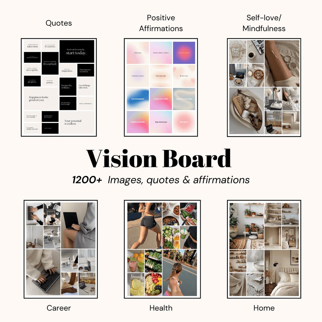 Vision Board Images Ultimate Bundle 1200+ Affirmations Quotes ...