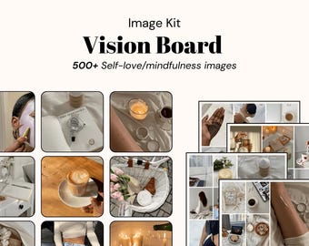 Vision Board Images 2026 Self-Love Mindfulness Images Aesthetic Goal Setting Printable Digital Vision Board Dream Board Canva Manifestation