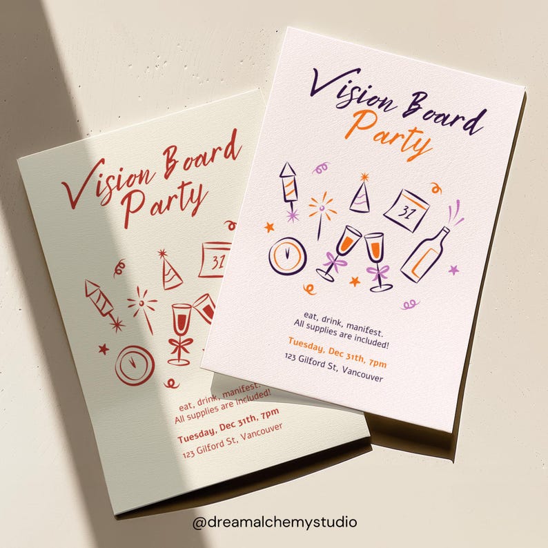 2026 Vision Board Party Invitation Editable Canva Template ...
