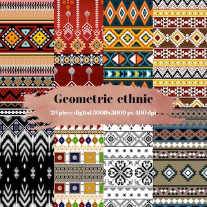 Geometric ethnic  Digital Pattern seamless papers, Scrapbook printable background Decor Eclectic art Minimalist Print Gallery Fabric Design