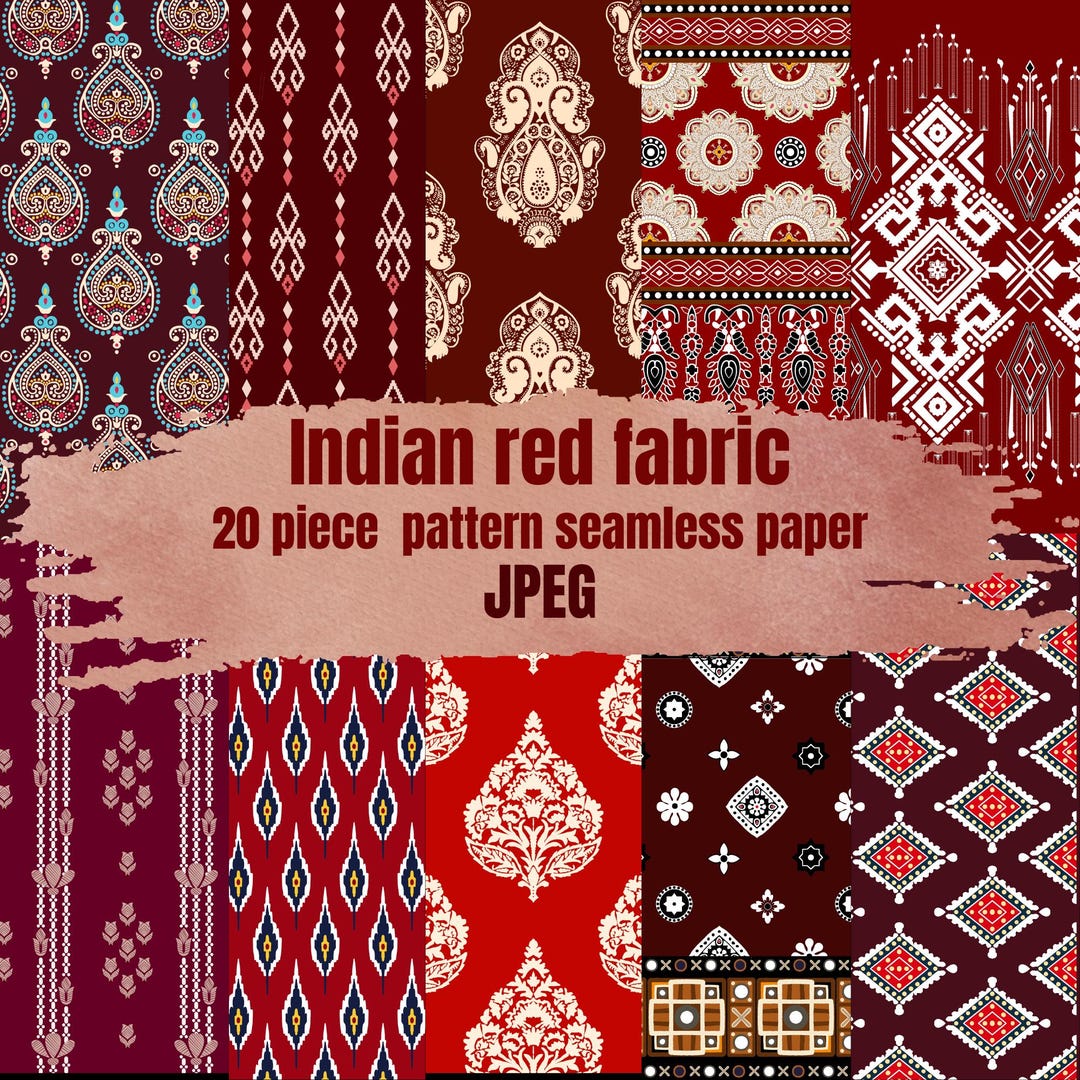 Indian Red Fabric Pattern Tribal Digital Prints Native Boho Fabric ...