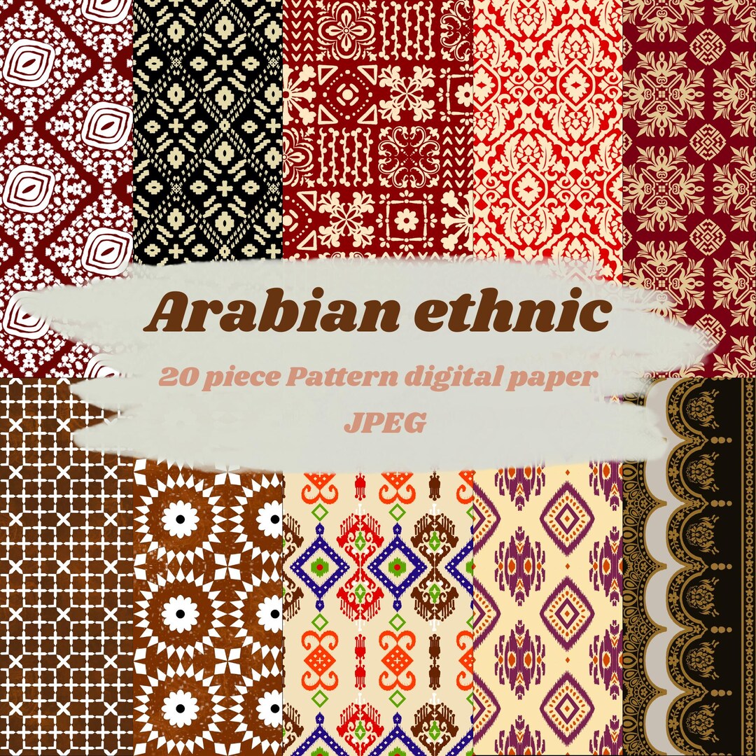 Arabian Ethnic Digital Pattern Seamless Papers, Scrapbook Printable ...