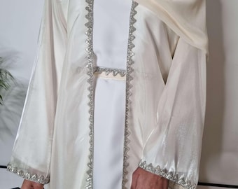 Organza Abaya Set | Luxury Stone & Beads Lace, Modest Islamic Wear, Nikah Outfit