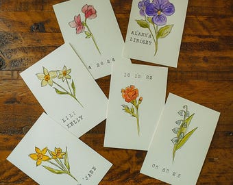 Custom Birth-Month Flower Watercolor Paintings