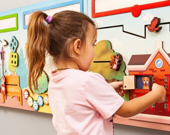 Sensory wall panels with LED Custom Interactive Educational kids decor Activity wall equipment for schools, pediatrics and libraries