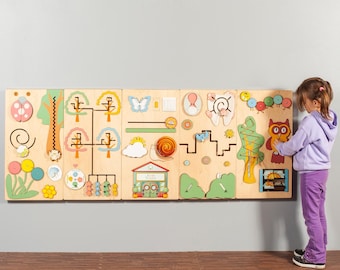 Equipamentos para sala de espera de consultórios odontológicos Decoração interativa de parede em tons pastéis Móveis Montessori