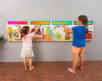 Painéis de LED de parede de atividades para salas de espera de crianças em pediatria, odontologia, escola primária, biblioteca Móveis Montessori