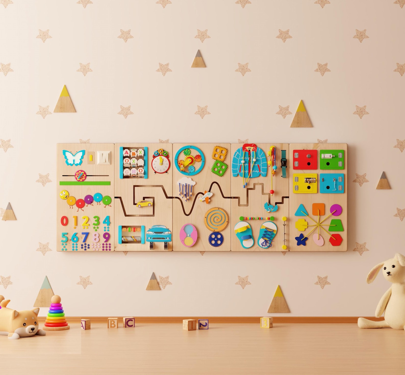 Sensory Wall Panels for Indoor Play Activities in Rainbow Colors for ...