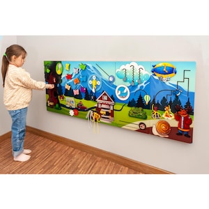 Mountains Sensory Wall Panel - Designed for Kids and Decor - Nature large busy board - waiting room equipment for pediatrics and schools