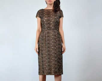 Vestido ajustado de encaje con efecto ilusión de los años 50, talla S
