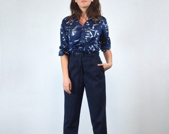 Vintage 70s Disco Shirt, Mens Geometric Button Down