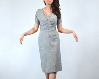 Vintage 1960s Dress, XXS to XS | Hourglass Heather Grey Wiggle Dress