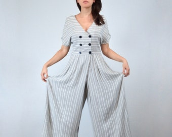 Black & White Minimalist Wide Leg Jumpsuit, S to M