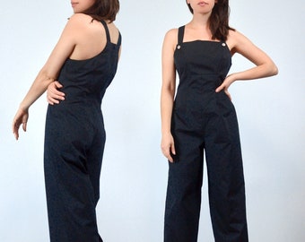 90s Black Overalls Jumpsuit, XS to S