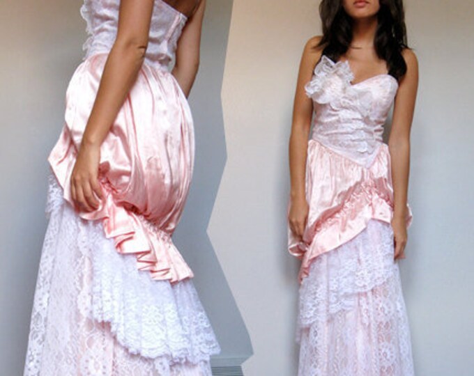 Light pink strapless slim waist satin maxi ball gown bridal gown R5877 main image 1