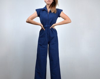 blue cord jumpsuit