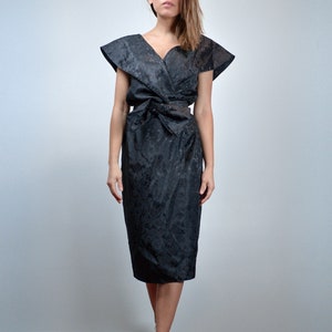 80s Prom Dress, Vintage 1980s Black Party Dress Womens - Extra Small XS