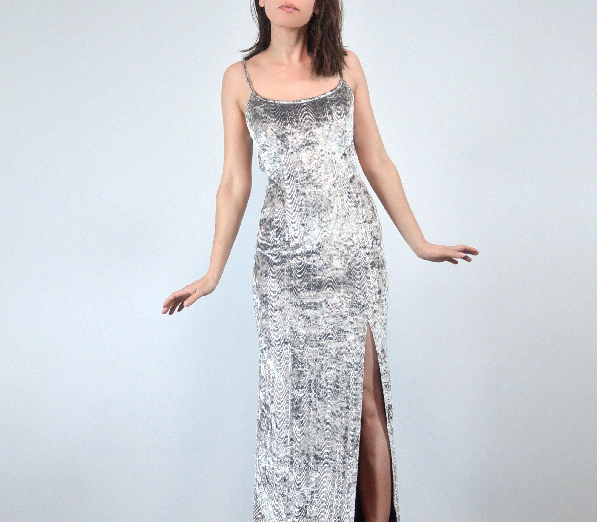 【70％OFF】 to XS Dress, Maxi Silver Y2K 1990's S Crushed Metallic | アクセサリー