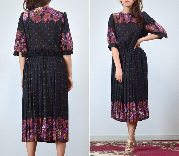 Paisley & Floral Print Dress, L | Vintage 70s 80s… - image 4