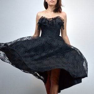 1980s Strapless Lace Dress, XS