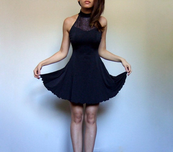 90s Strappy Dress, Black Mini Dress Vintage - Ext… - image 3