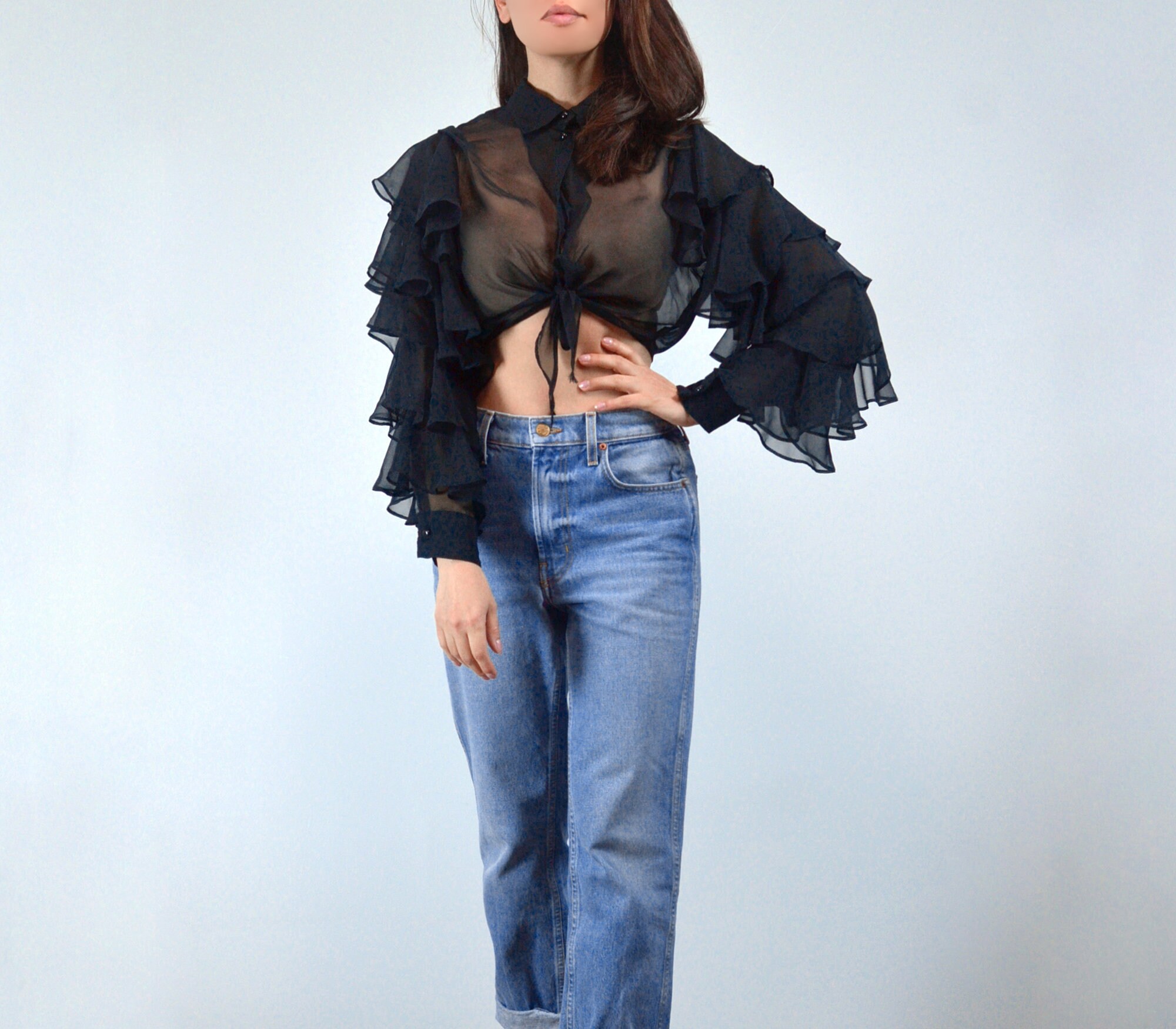 トップス Modern tuck frill volume sleeve blouse Modern tuck frill volume sleeve blouse