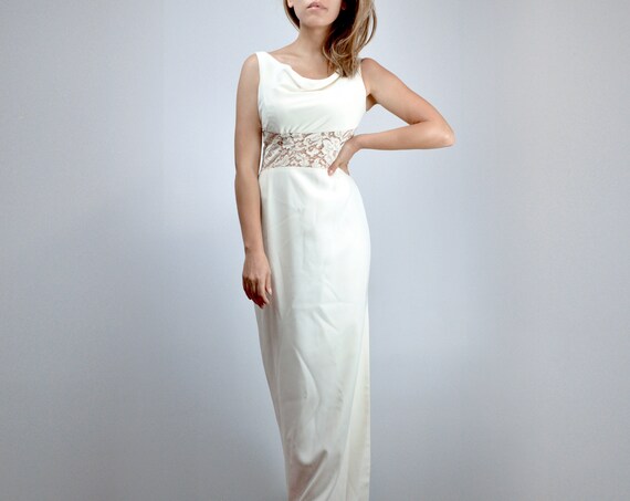 vintage cowl neck wedding dress