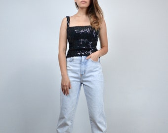 70s sequin crop top, XXS to XS | Vintage knit tube top