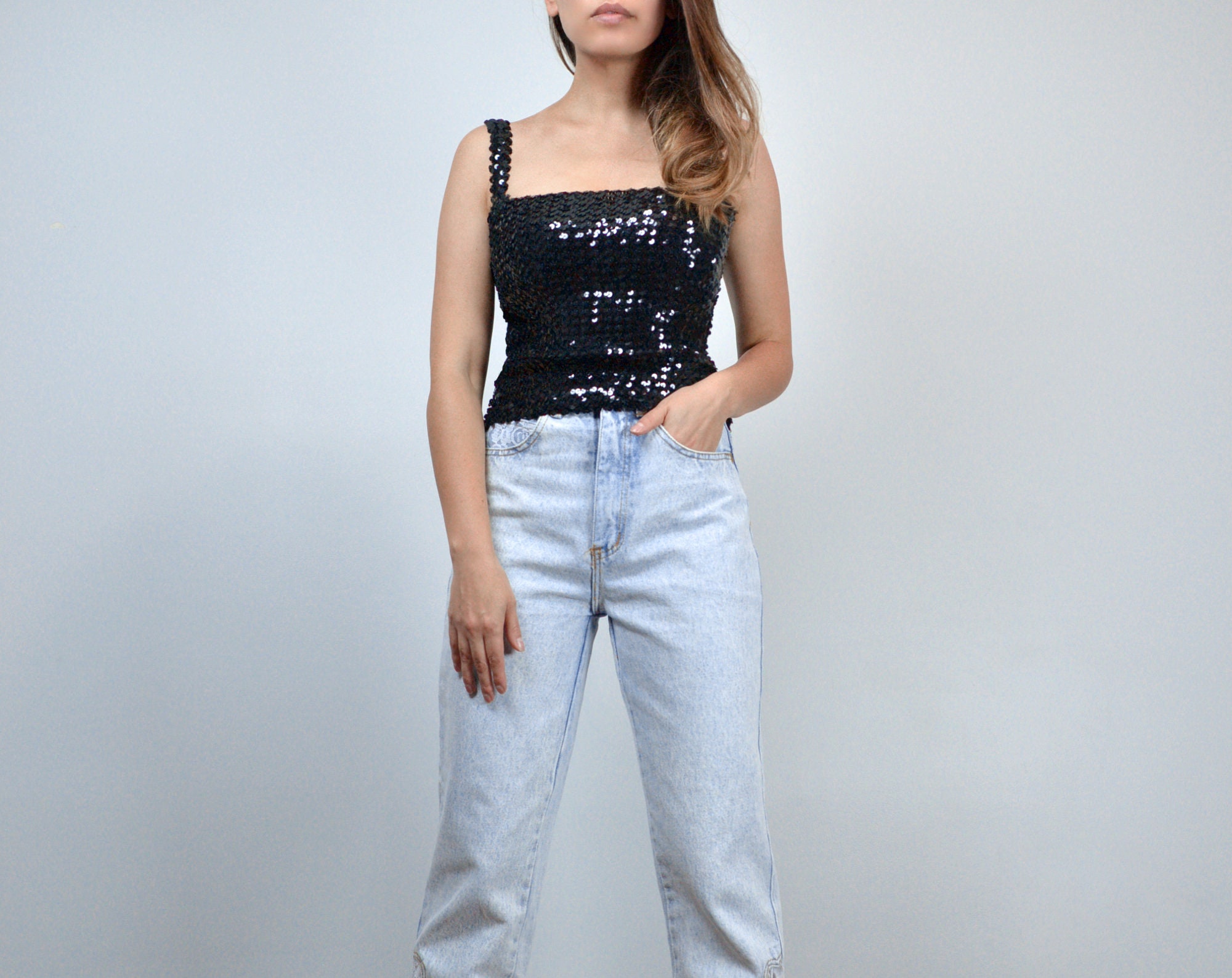 Vintage Sequin Tube Top Xs - Etsy
