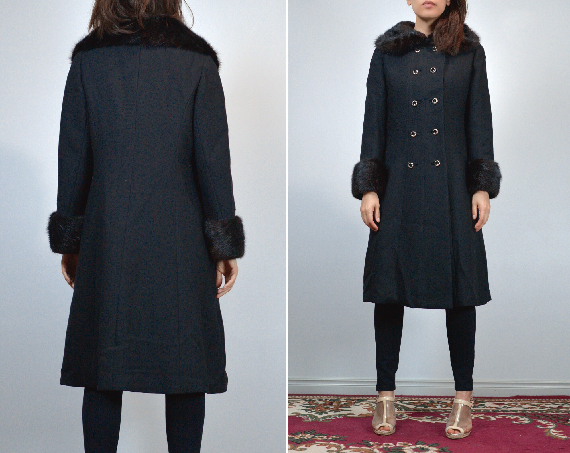 ジャケット・アウター Vintage Double Breasted Wool Long Coat Double Breasted Wool Long Overcoat – Vintage Jacket