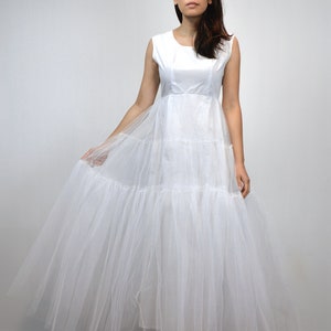 Vintage Petticoat, Simple Wedding Dress, White Crinoline Skirt Slip Dress Small to Medium S M image 5