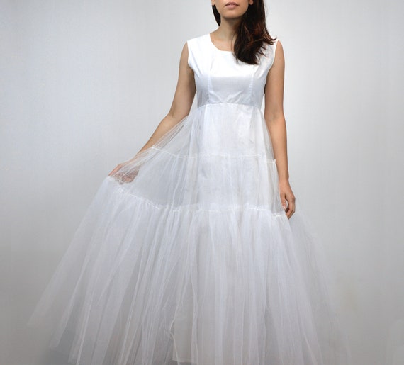 Vintage Petticoat, Simple Wedding Dress, White Cr… - image 5