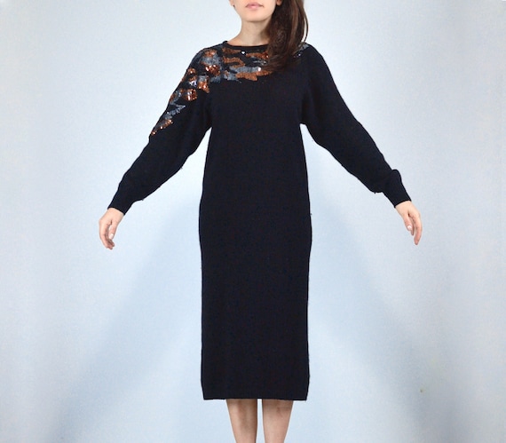 Vintage 80s Sequin Knit Dress: Silk Angora Blend, Size S/M - Etsy