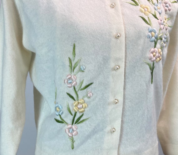 Vintage Embroidered Cardigan, Medium | 1950s 1960… - image 7