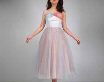 Vintage Strapless Fit & Flare Crinoline Party Dress, XXS to XS