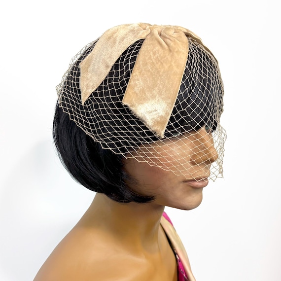 Vintage 50s Birdcage Veil Bow Hat, Whimsey Fascinator - Etsy