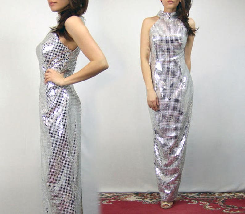 Disco Ball Dress Vintage Silver Sequin New Years Eve Party Etsy