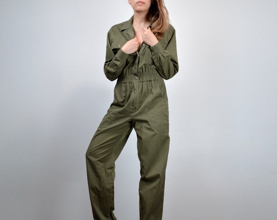 Vintage Flight Suit Olive Green One Piece Coveralls 80s - Etsy UK
