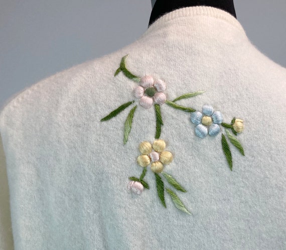 Vintage Embroidered Cardigan, Medium | 1950s 1960… - image 4