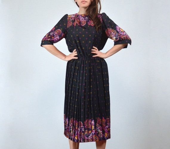 Paisley & Floral Print Dress, L | Vintage 70s 80s… - image 5
