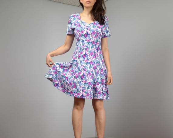 y2k floral dress Sky Blue Dress, sz. L/XL up side of y2k dresses Women Y2K Floral Short Dress