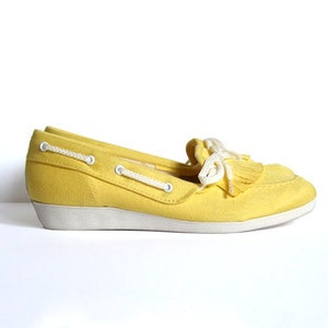 Yellow Canvas Shoes, Vintage Slip On Sneakers size 5.5